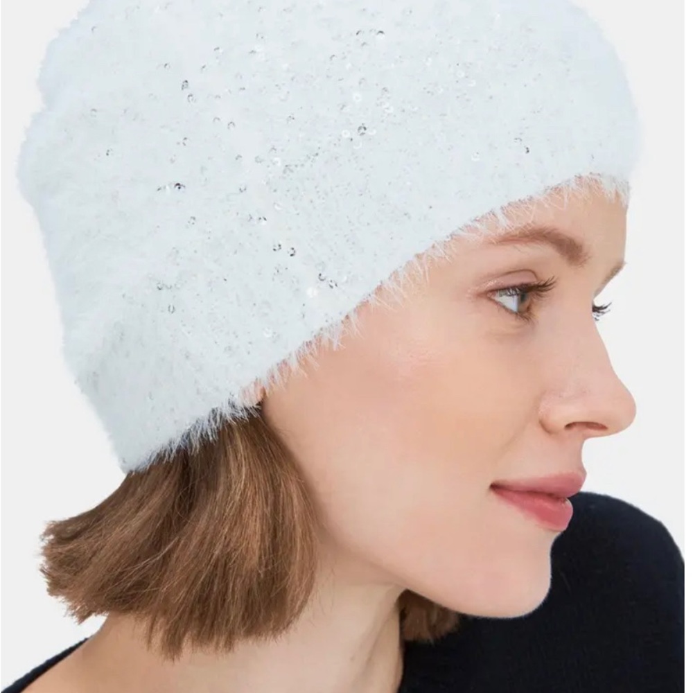 White kate spade new york Slouchy Sequin Beanie - NS